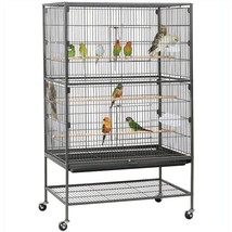 52-Inch Wrought Iron Standing Large Flight King Bird Cage For Cockatiels, Black - £130.41 GBP