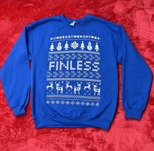 Finless Skateboard Christmas Blue Crewneck Sweatshirt Gildan Heavy Blend... - £23.31 GBP