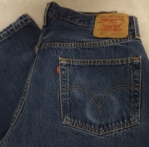 Vintage Levi&#39;s 501 Blue Jeans 36x32 Straight Leg Dark Wash Button Fly - $48.95