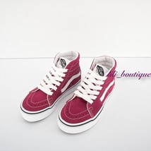 No Box Vans Sk8-Hi Kids Shoes Sneaker Canvas Suede Cerise True White Size 10.5K - £31.93 GBP