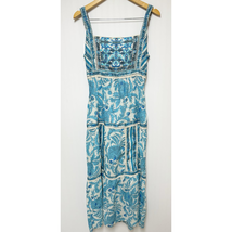Joie Womens Elissabet Embellished Maxi Dress Boho Tie Back Blue Floral Paisley 6 - £39.17 GBP
