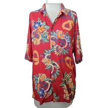 Vintage Red Button Up Hawaiian Shirt Size Large - $34.65
