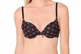 Hers By Herman Bra Set Black With Pink Polka Dots Size 34B Push Up Bra New - £9.96 GBP