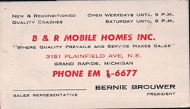 Vtg B&amp;R Mobile Homes Inc Plainfield Ave Grand Rapids MI Business Card 1940s - $2.72 CAD
