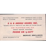 Vtg B&amp;R Mobile Homes Inc Plainfield Ave Grand Rapids MI Business Card 1940s - $2.70 CAD