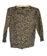 Talbots Italian Merino Wool Knit Cardigan Sweater Sz M 3/4 Sleeve Leopar... - $27.60