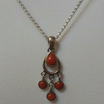 Stamped Boma 925 Sterling Silver Coral Pendant Necklace - £42.83 GBP