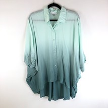 NWOT Young Fabulous &amp; Broke Green Ombre Dolman Sleeve Button Down Hi-Lo Top Sz M - £23.22 GBP