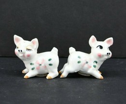Vintage Miniature Pigs Bone China W/ Flowers Figural Salt And Pepper Shakers - £10.16 GBP