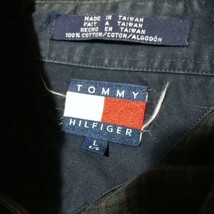 Tommy Hilfiger Mens Sz L Dark Navy Plaid LS Button Down Collar Button Up Shirt - - £9.06 GBP