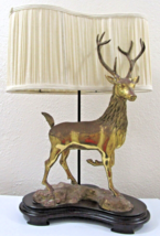 Rare Vintage LaBarge Mirror Company Solid Brass Stag Deer Sculptural Table Lamp - £1,031.16 GBP