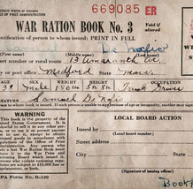 1945 WW2 War Ration Book 3 DeNafio Medford Massachusetts Military DWQQ13 - $29.99