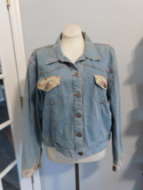 EASTWOOD RANCH Vintage Blue Jean Denim Jacket XL Floral Lining &amp; Accents... - £31.43 GBP