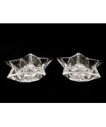Hazel-Atlas Clear Glass Star Candle Holders, Set of 2, Starburst Bottom,... - $19.55