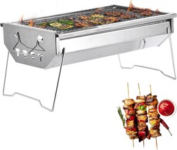 Zorestar Portable Folding Charcoal Grill, Premium Stainless Steel Outdoor Bbq - $38.99