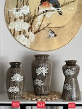 Set of 3 Pottery vase ceramic flower vase handmade in Vietnam H29-32-34cms - £310.71 GBP