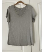 Gigi Moda Womens Short Sleeve Top Blouse Foil Trim Shirt Gray Viscose Italy - $24.70