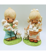 Vintage Homco 1444 Little Girl with Basket of Bunnies Little Boy with Sh... - £14.97 GBP