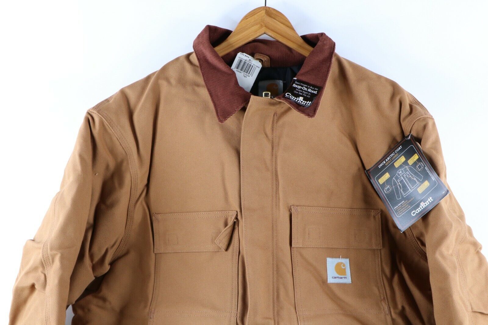 Primary image for NOS Vtg 90s Carhartt Mens 48T Spell Out Arctic Lined Corduroy Collar Coat Brown