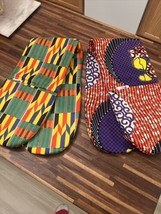2 Bespoke Binny Multicolored Print Double Oven Gloves Mitts - £22.87 GBP