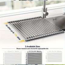 Portable Stainless Steel Roll Up Sink Dish Drying Rack - £21.98 GBP