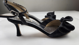 badgley mischka black glitter heel strap, size 7 - $1,390.07 MXN