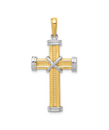 14k Two-tone Fancy Cross Pendant D1574 - $503.82