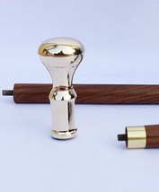 Designer Solid Brass Plain Long Head Handle Antique Style Walking Stick ... - £41.63 GBP