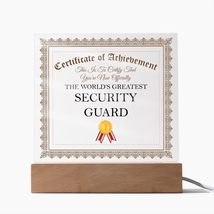 World&#39;s Greatest Security Guard - Square Acrylic Plaque With LED Lights - £39.92 GBP