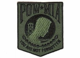 Subdued Green POW MIA 2.5&quot; x 3&quot; iron on patch (4590) Biker Vest Military (K2) - £4.90 GBP