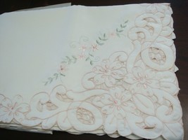 Floral  tablecloth FRANCO DAMASK, 54x72 CREAM NEW[23b] - £30.77 GBP