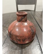 Raku Art Pottery Vase Small Brown Red Signed 5” Bud Bottle Neck - $742.61 MXN