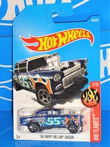 Hot Wheels 2017 HW Flames Series #109 &#39;55 Chevy Bel Air Gasser Blue w/ 5SPs - £6.29 GBP