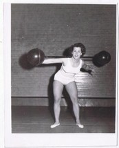 Vintage Risque Photo Lady With Barbells 4&quot; x 5&quot; Classic Retro Girl - £19.49 GBP