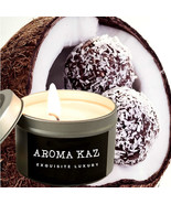 Chocolate Coconut Scented Tin Candles Hand Poured Vegan Friendly Eco Soy... - $284.64 MXN+