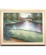 Original Oil Painting GOLF Lovers Beautiful Hole Sgd. James Fan Large Fr... - $404.74 CAD