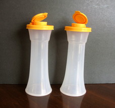 Tupperware Tall Hourglass Salt and Pepper Shaker Set - Clear with Orange Lids - £20.72 GBP