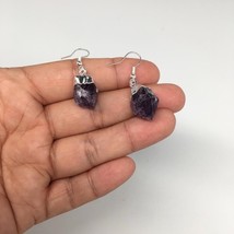 31.5cts,1.5&quot;Gorgeous Natural Rough Amethyst Silver Plated Earring @Brazi... - $10.00