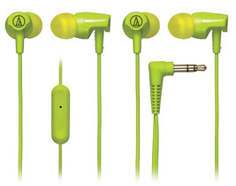 Audio-Technica InEar Headphones with In-line Mic & Control-Green -ATH-CLR100ISLG - $29.99
