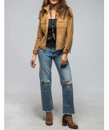 Suede Office Formal Wear Women&#39;s Shirt Brown Genuine Stylish Lambskin Ha... - €145,00 EUR