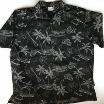 Mens Short-Sleeved Black Go Barefoot XL Hawaiian Shirt - $19.99