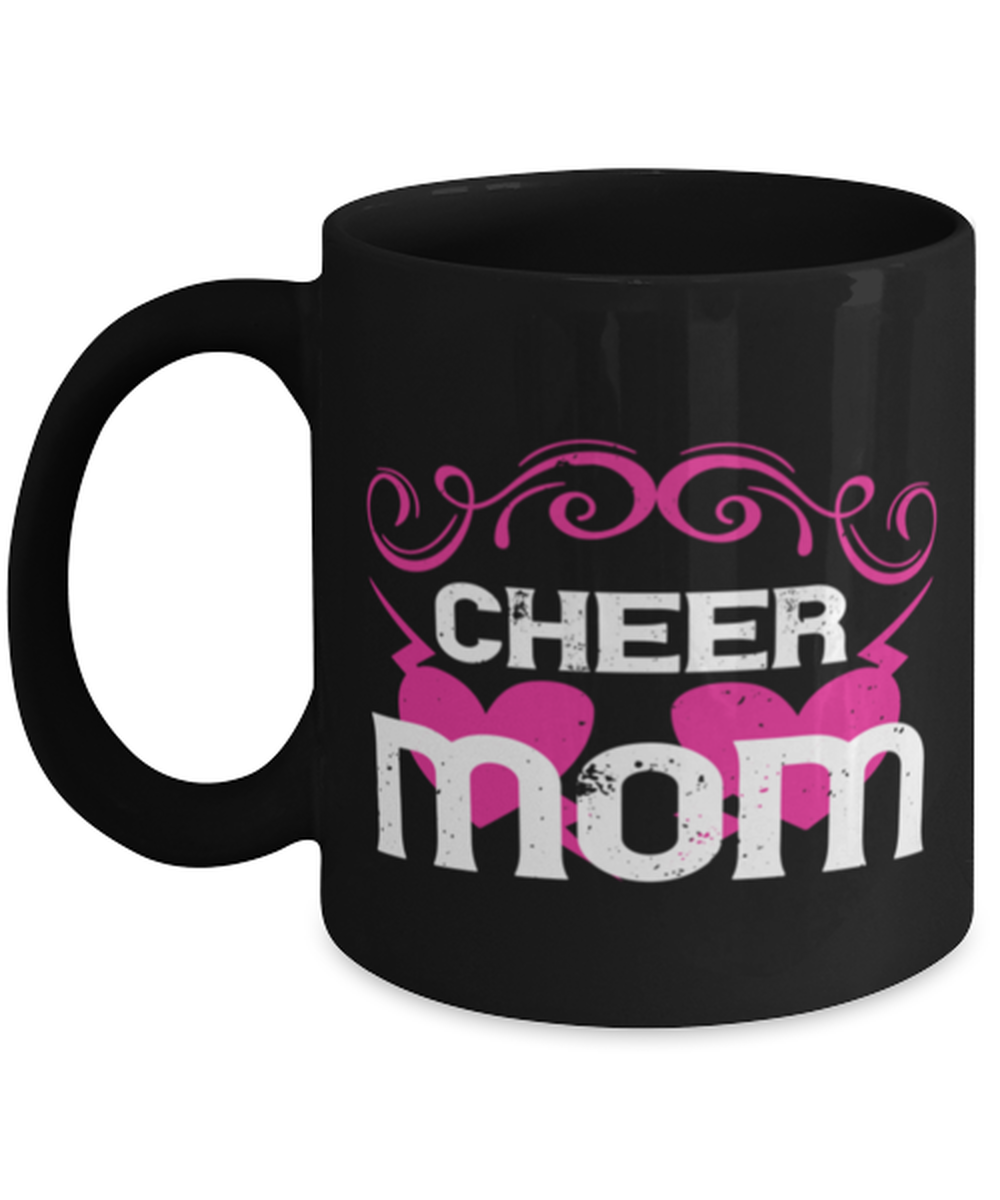 Mom Mugs. Cheer Mom. Black Coffee Mug  - £12.74 GBP