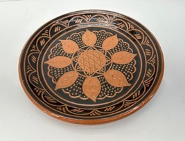 Breininger Redware Pottery  1998 11&quot; Flower Dish Plate Sgraffito Robesonia Pa. - £107.76 GBP