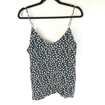 Something Navy Womens Top Camisole Floral V Neck Black White Size L - $24.08