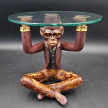 Small Resin Chimpanzee Monkey Glass Table Tray For Vanity Nightstand Dre... - $910.26 MXN