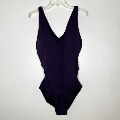 Lands End Swim Suit Size XL Purple One Piece Swimwear Crossback - $22.00