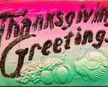 Airbrushed High Relief Embossed Thanksgiving Greetings Postcard 1910s Gl... - $6.88