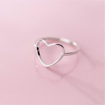 Genuine 925 Sterling Silver Minimalist Ring For Women Wedding Hollow Heart Fashi - £7.08 GBP