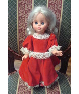 1980s FURGA, ITALY  DOLL red dress, silver hair, blue eyes, 14&quot; - $63.62 CAD