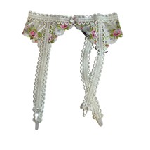 For Love and Lemons White Floral Embroidered Garter Small New - £30.00 GBP
